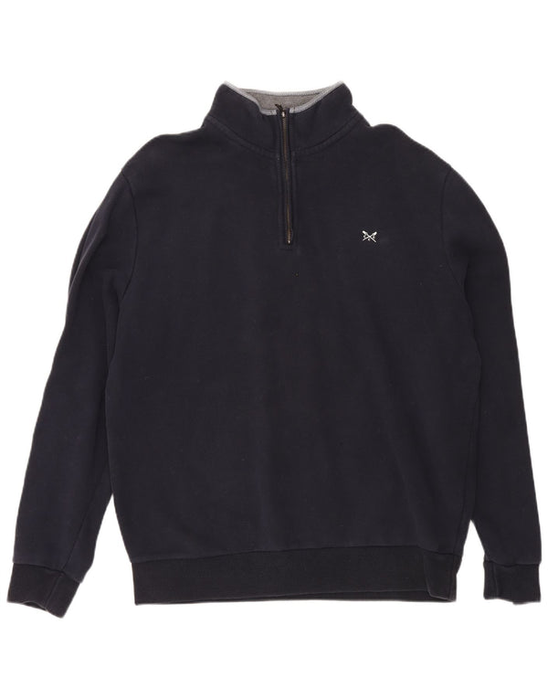Crew Clothing Felpa con collo con zip da uomo Maglione XL Cotone blu navy