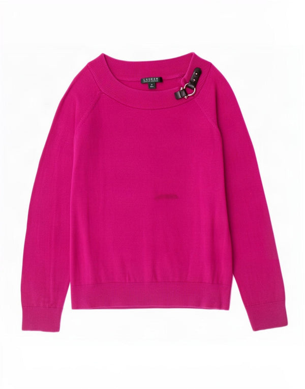 Maglione maglione con scollo a barca da donna Ralph Lauren UK 12 Cotone viola medio