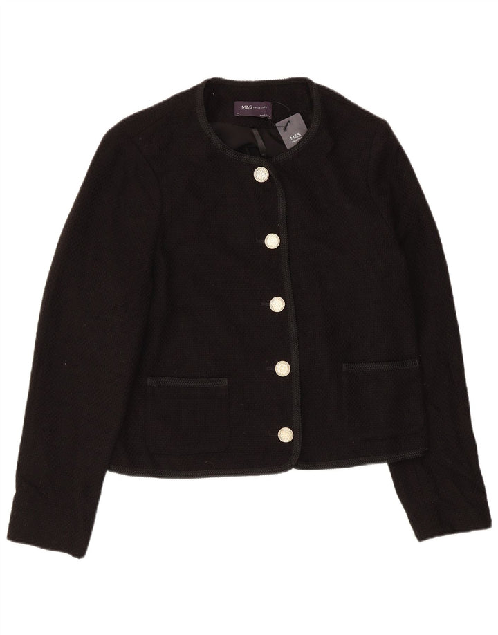 Giacca blazer a 5 bottoni Marks & Spencer da donna UK 14 grande cotone nero