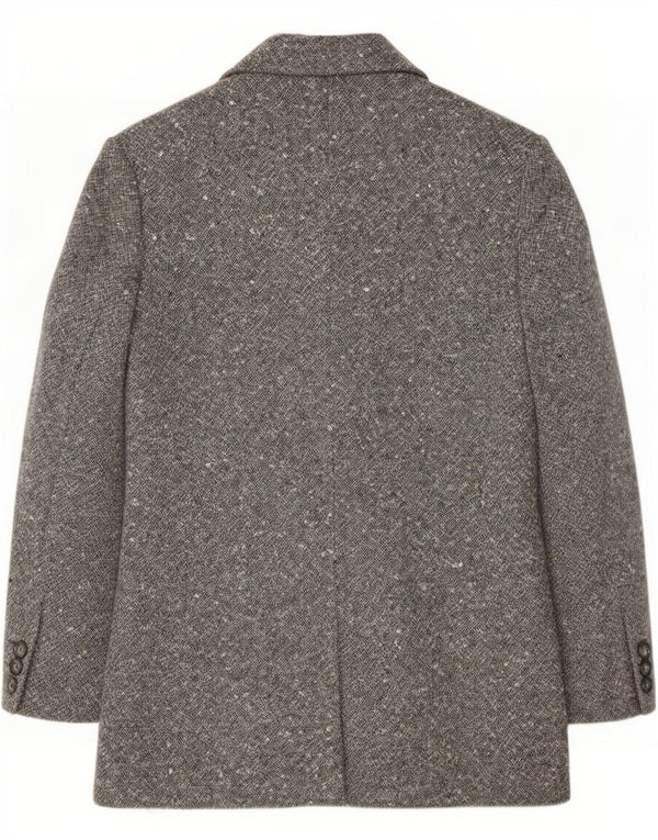 Giacca blazer vintage da donna lunga a 4 bottoni IT 46 grande grigia screziata