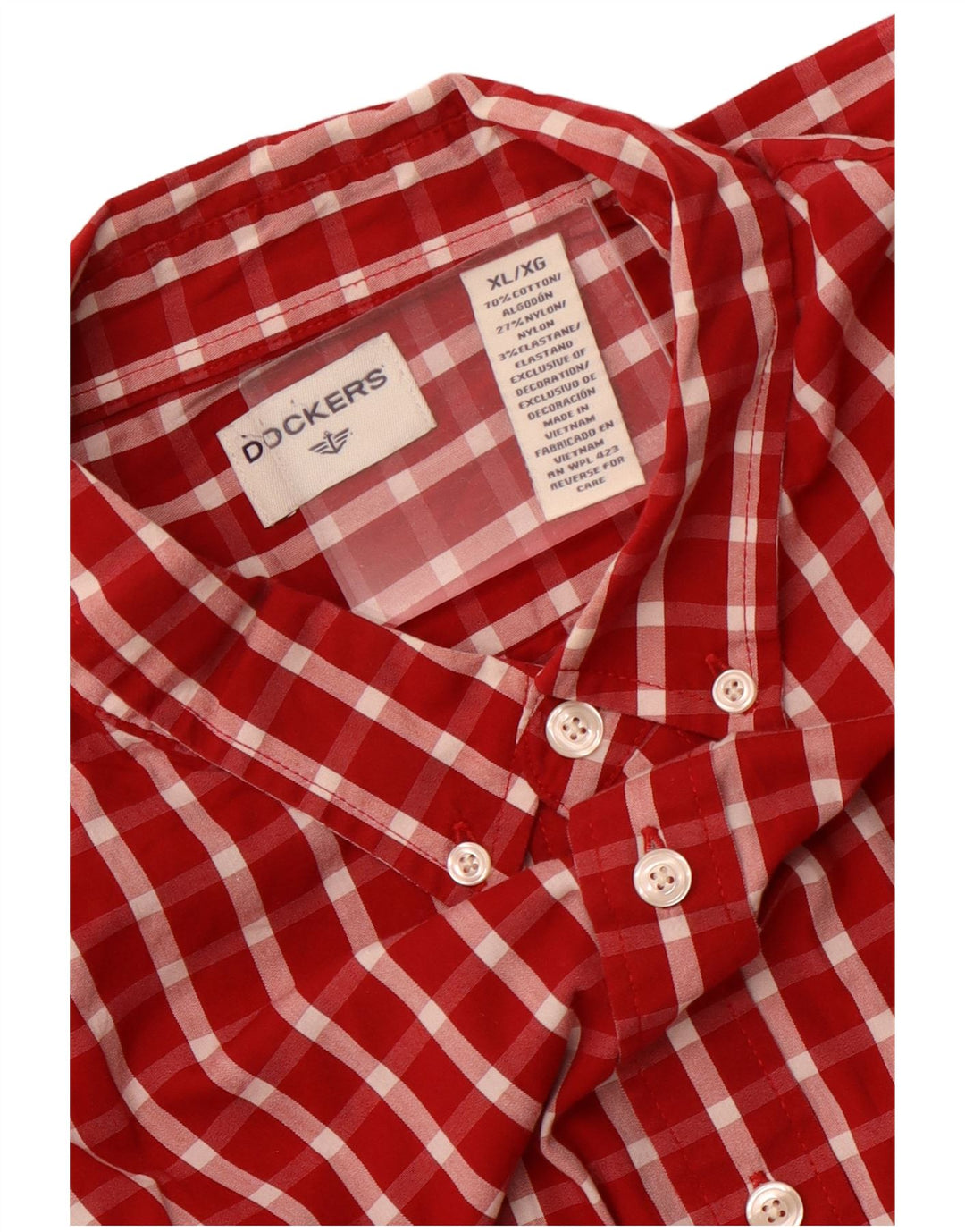 Camicia da uomo Dockers XL in cotone a quadri rossi