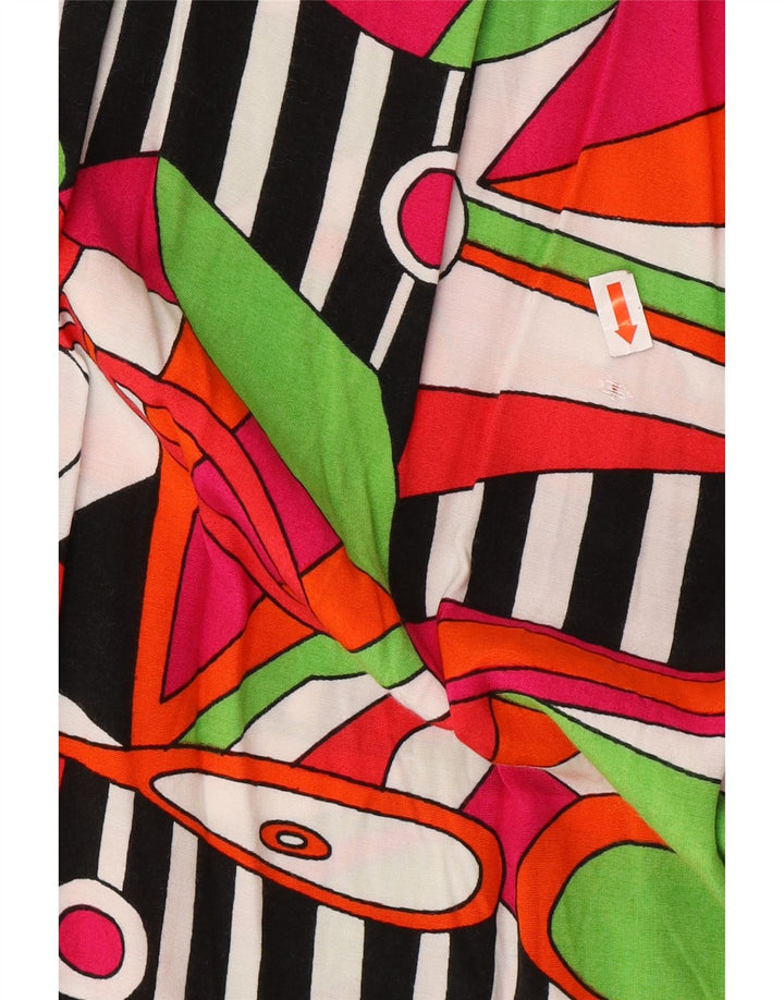 Camicetta camicia da donna con motivo astratto VINTAGE UK 14 media multicolore