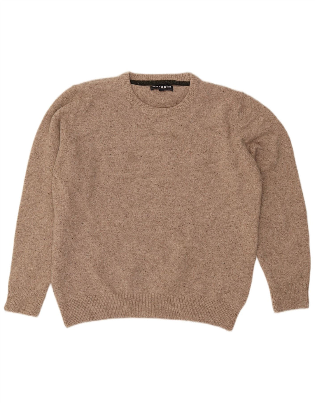 Barbour Mens girocollo maglione maglione grande lana screziata beige