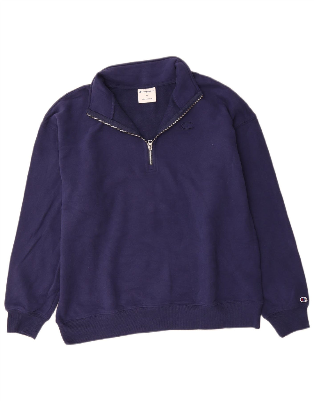 Felpa Champion da uomo con collo con zip, maglione medio, cotone blu navy