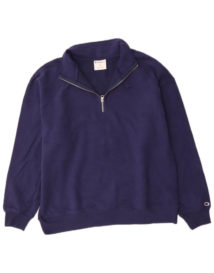 Felpa Champion da uomo con collo con zip, maglione medio, cotone blu navy