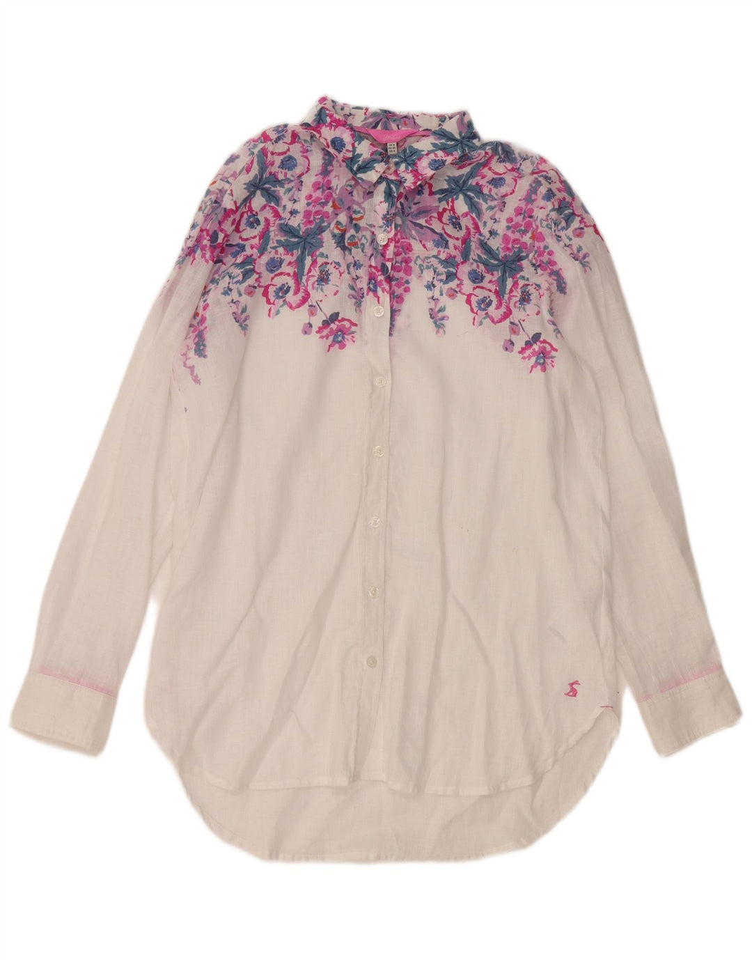 Camicia oversize da donna Joules UK 8 piccolo lino floreale bianco