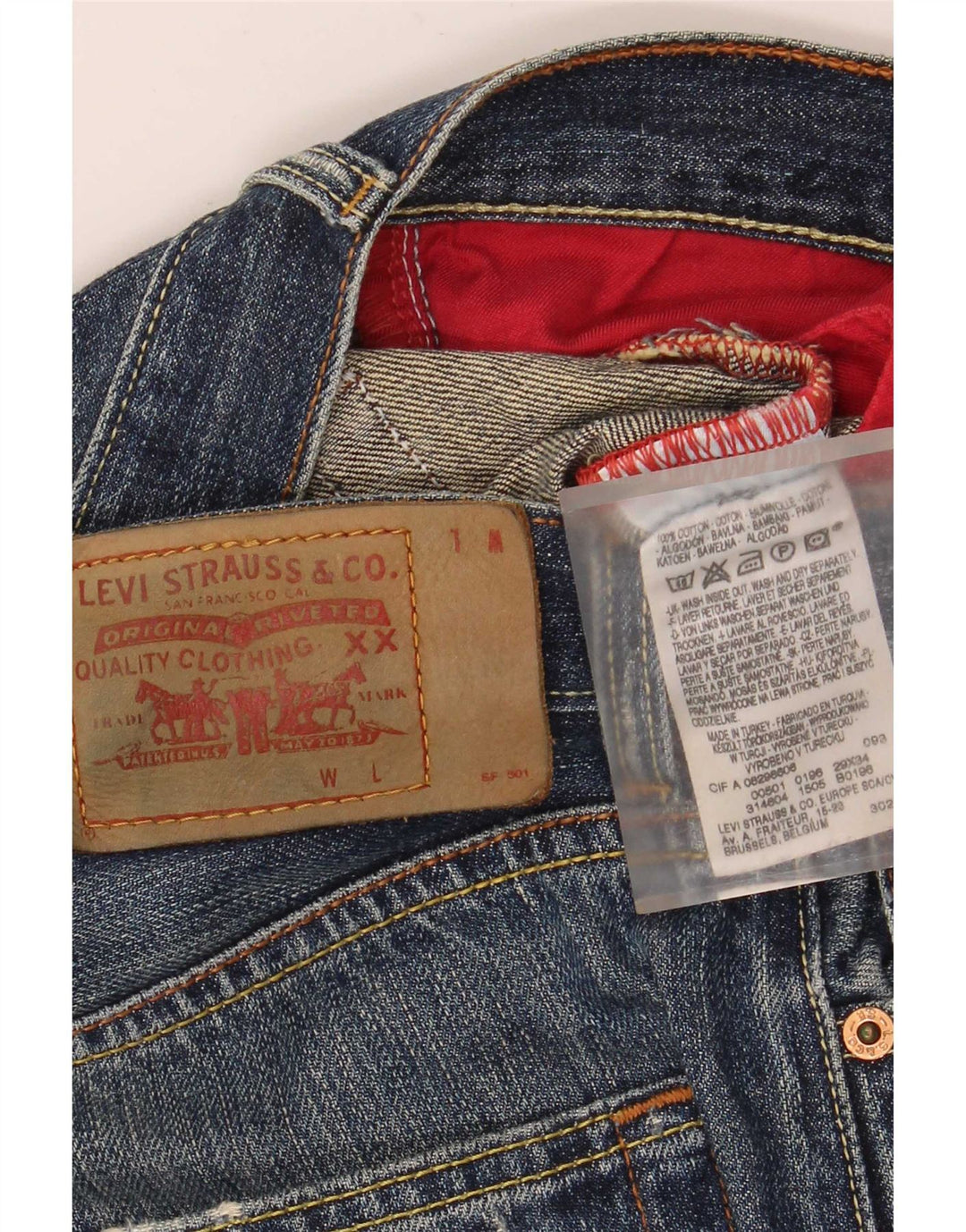 Jeans Levi's da uomo a gamba larga effetto consumato W29 L34 cotone blu