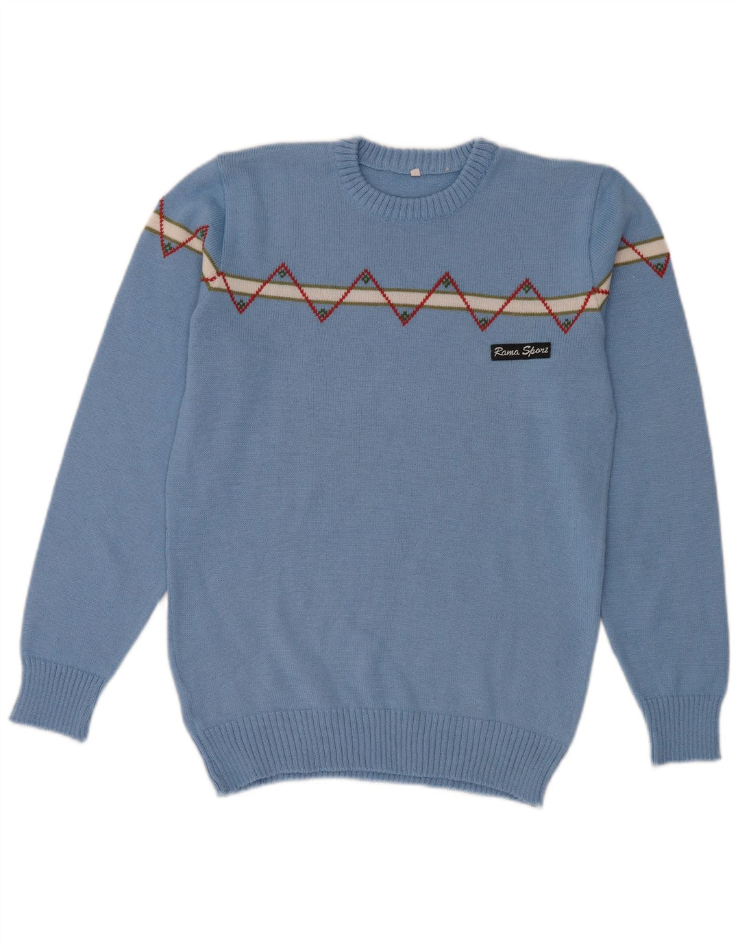 Maglione girocollo da uomo vintage in lana geometrica blu piccola
