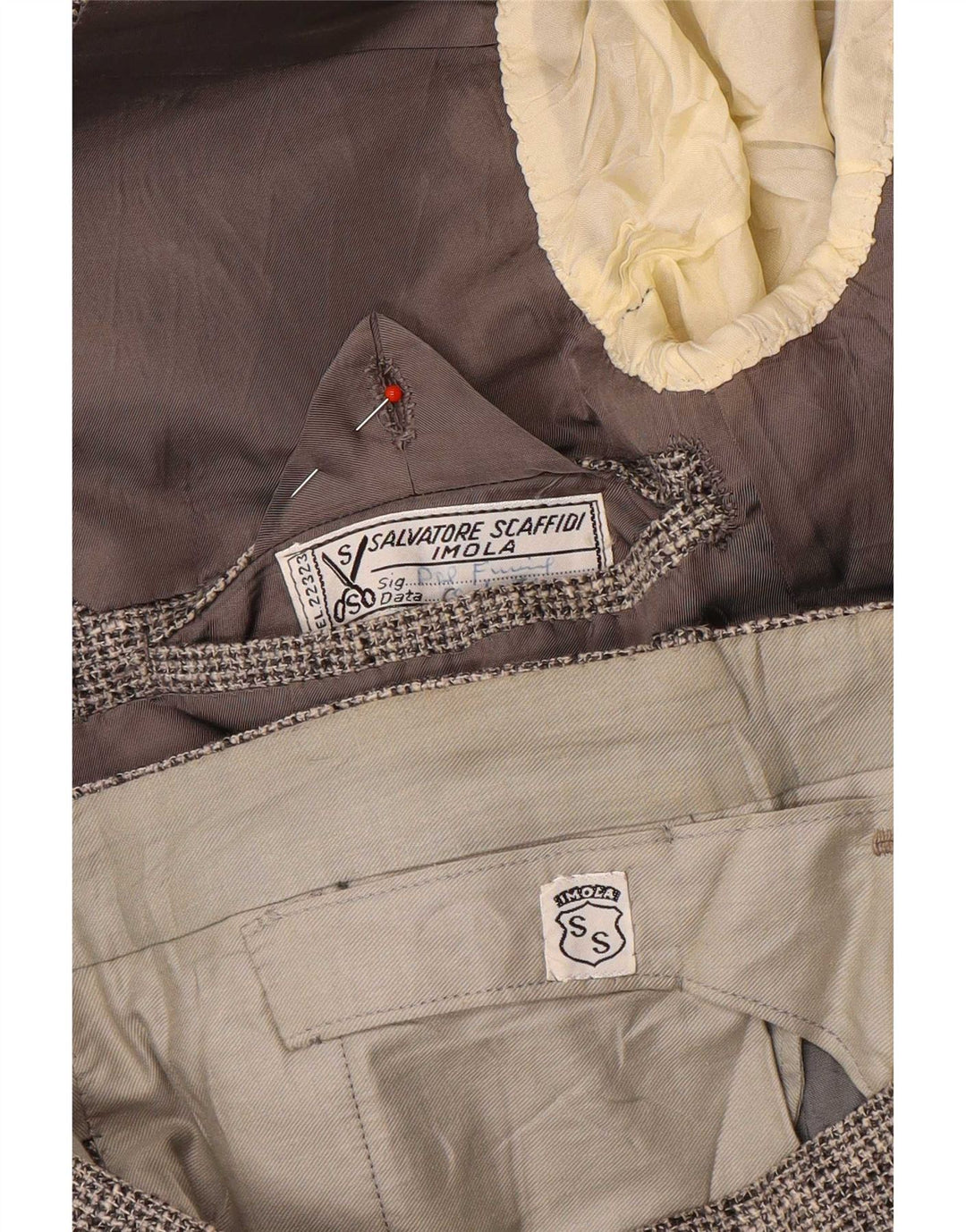Abito vintage da uomo a 2 bottoni UK 38 medio W30 L34 grigio chiazzato