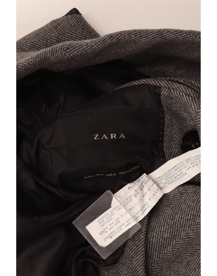 Cappotto doppiopetto da uomo Zara UK 38 Lana a spina di pesce grigio medio