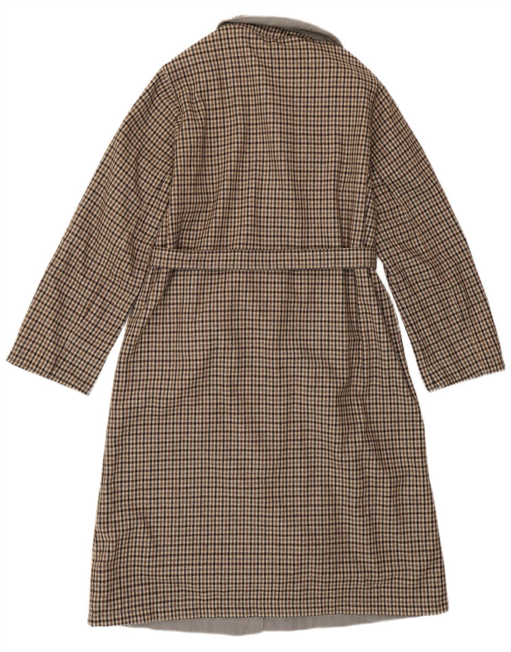 Cappotto reversibile reversibile vintage da donna IT 46 piccolo quadretto grigio