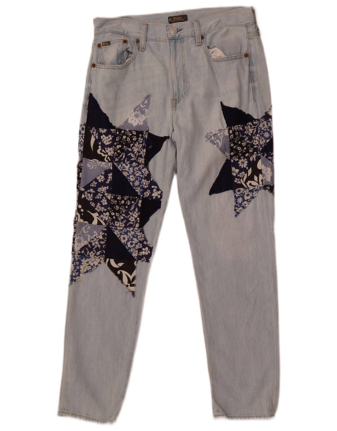 Jeans slim da donna Polo Ralph Lauren W26 L28 cotone patchwork blu