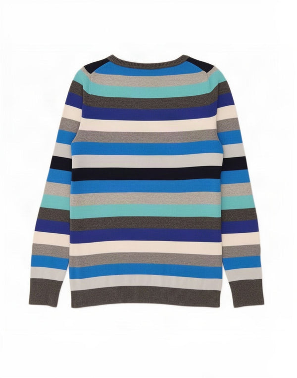 Maglione maglione con scollo a barca da donna Gap UK 12 Cotone a righe blu medio