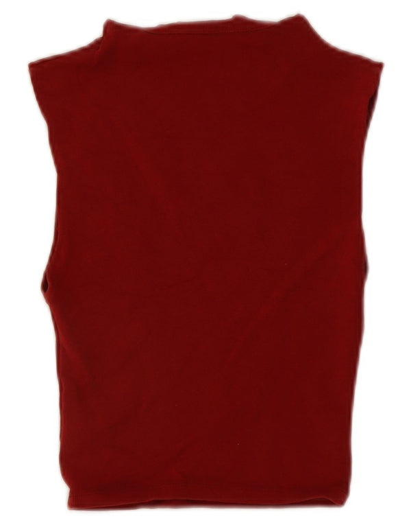 Zara Canotta corta da donna UK 8 piccola in cotone marrone