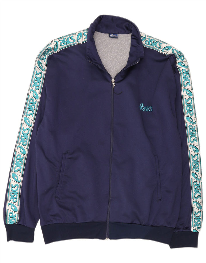 Giacca sportiva da uomo con grafica Asics, giacca grande, colore blu navy