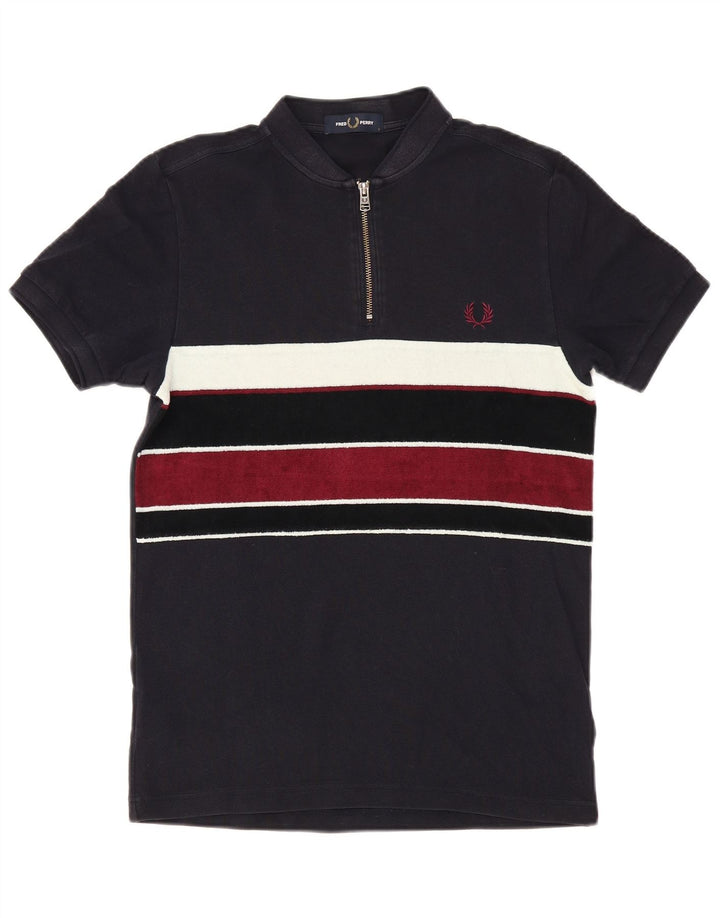 Polo da uomo Fred Perry piccola in cotone color block blu navy