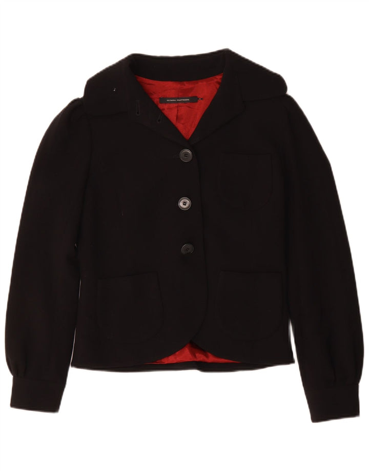 Giacca blazer da donna a 3 bottoni Sultanna Frantsuzova UK 10 piccola in rayon nero