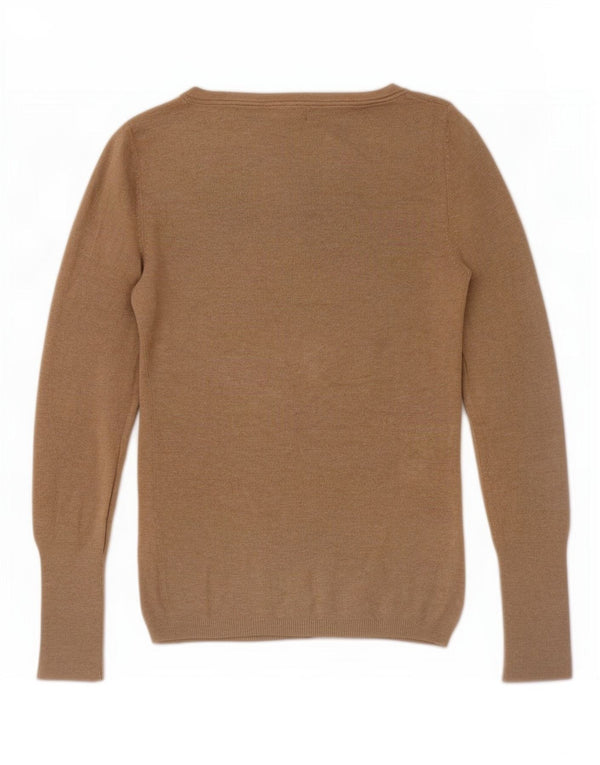 Maglione maglione con scollo a barca da donna Zara UK 8 piccolo rayon beige