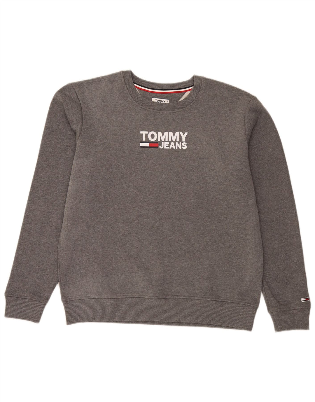 Tommy Hilfiger Felpa grafica da uomo Maglione grande cotone grigio