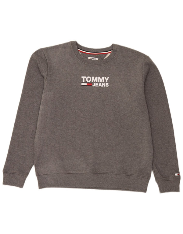 Tommy Hilfiger Felpa grafica da uomo Maglione grande cotone grigio