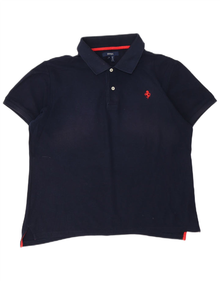 Polo Uomo Ferrari Media Cotone Blu Navy