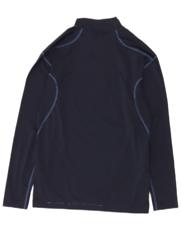 Nike Uomo Dri Fit Top manica lunga UK 42/44 Large Navy Blu Poliestere