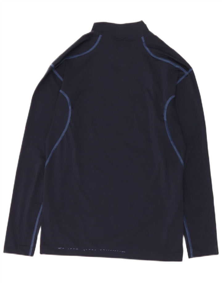 Nike Uomo Dri Fit Top manica lunga UK 42/44 Large Navy Blu Poliestere