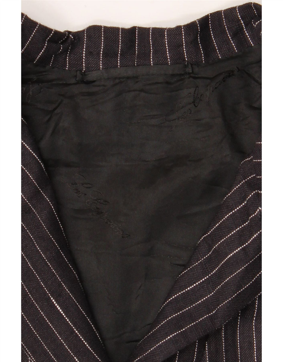 LES COPAINS Womens 3 Button Blazer Jacket UK 14 Medium Black Striped Vintage Les Copains and Second-Hand Les Copains from Messina Hembry 