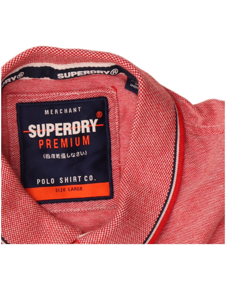 Polo da uomo Superdry grande in cotone chiazzato rosso