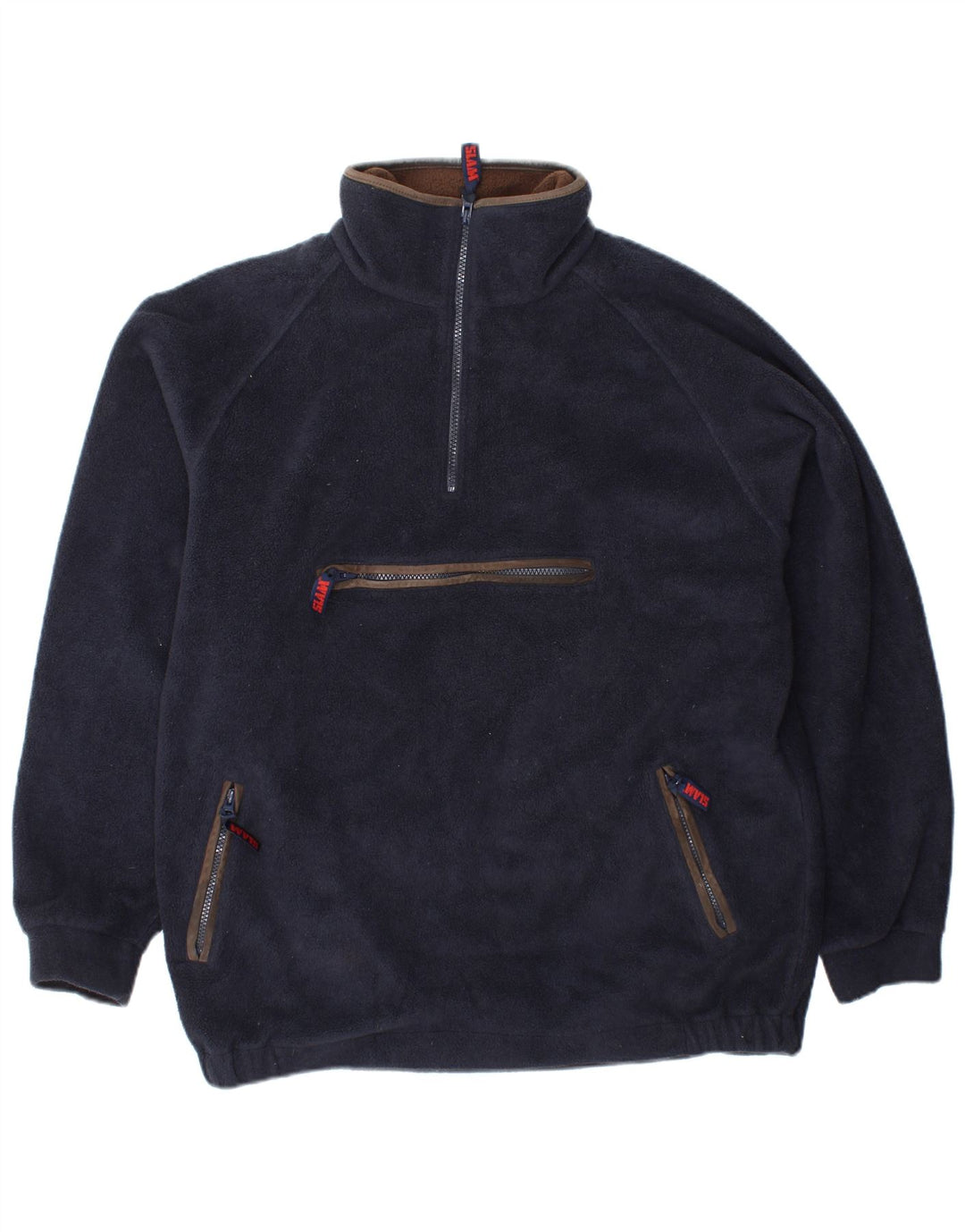 SLAM Maglione in pile da uomo con zip e collo piccolo in poliestere blu navy