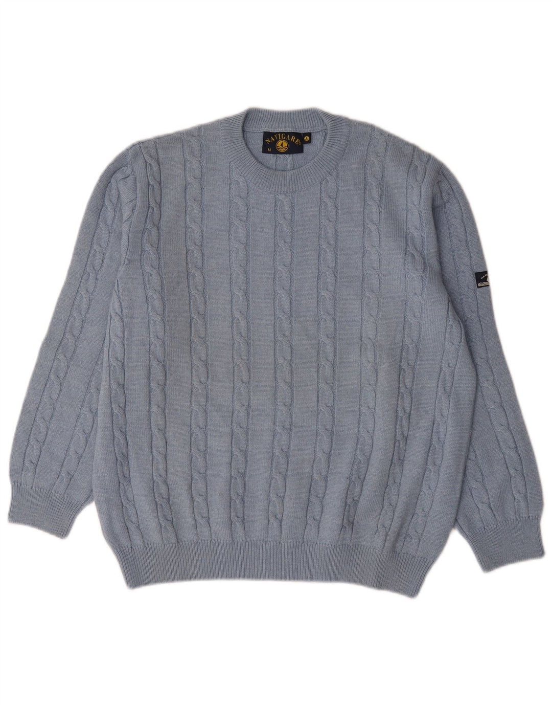 Maglione maglione girocollo da uomo Navigare blu medio in lana merino