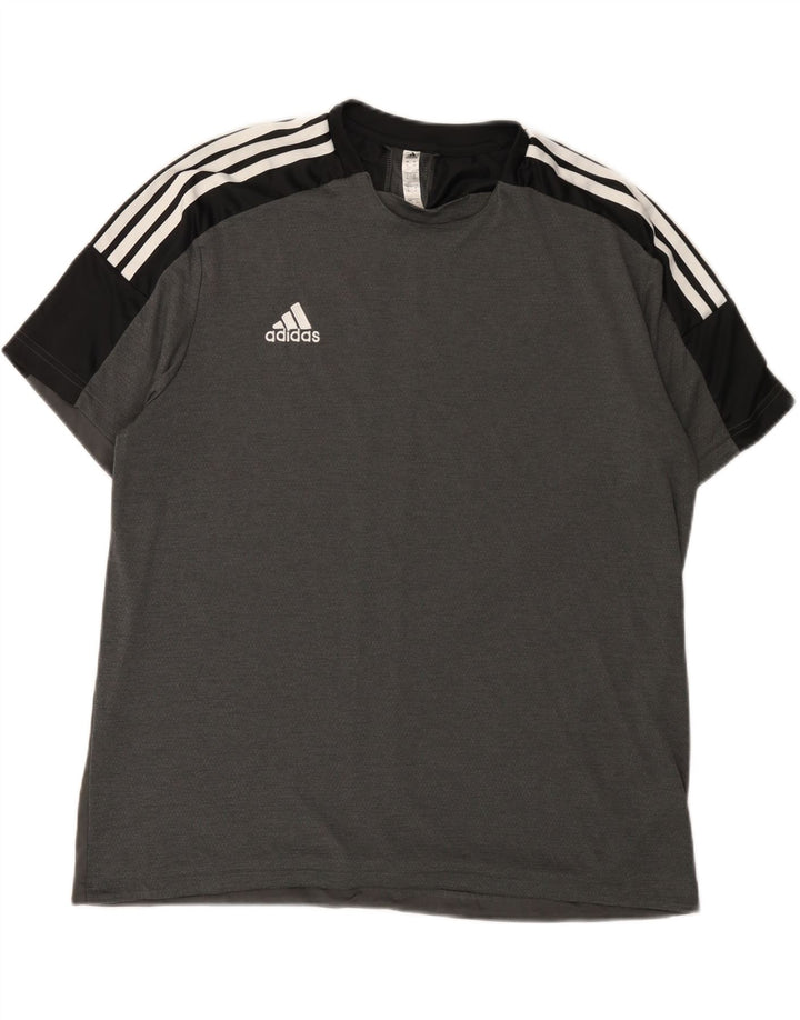T-shirt Adidas da uomo Top XL in poliestere color block grigio