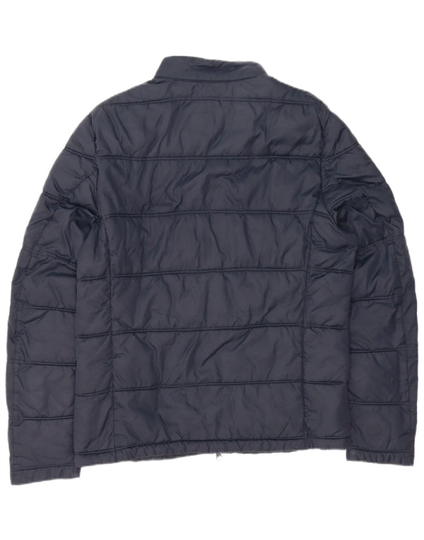 BARBOUR Mens Tartan Padded Jacket UK 38 Medium Navy Blue