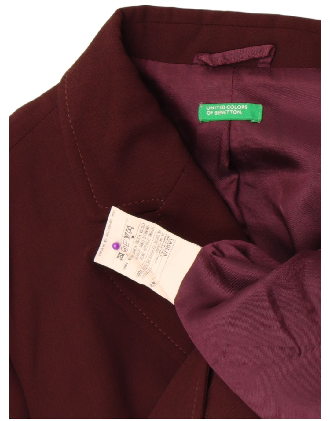 Giacca Blazer a 2 Bottoni da Donna Benetton IT 42 Viscosa Bordeaux Media