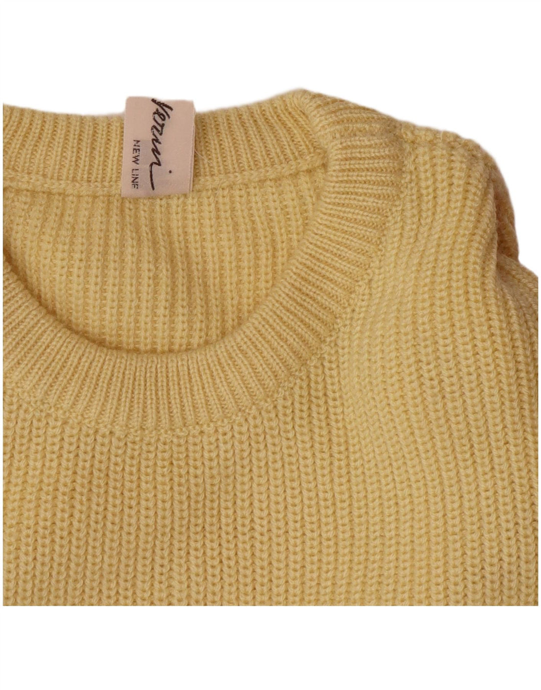 Maglione maglione girocollo da uomo VINTAGE IT 50 lana giallo medio