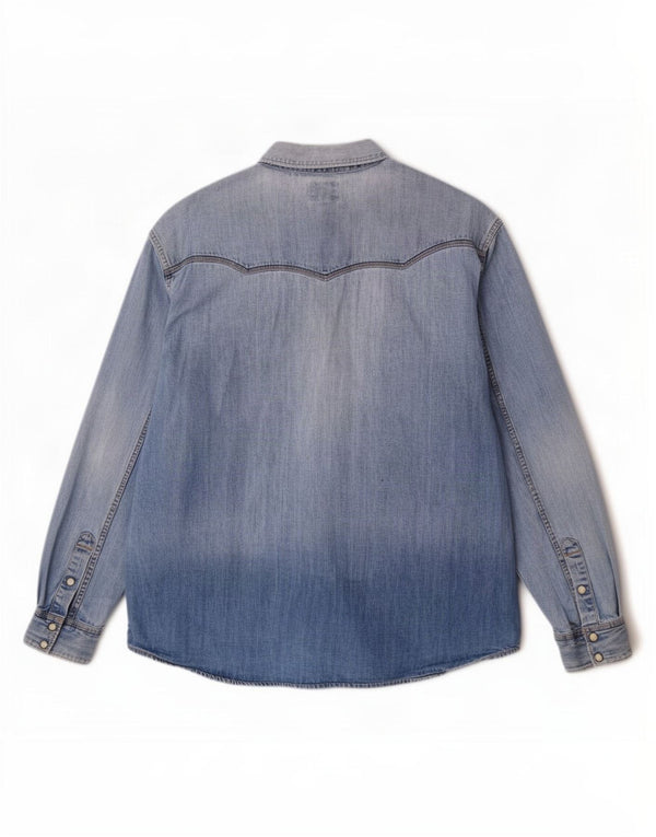 Camicia di jeans casual da uomo Wrangler XL in cotone blu