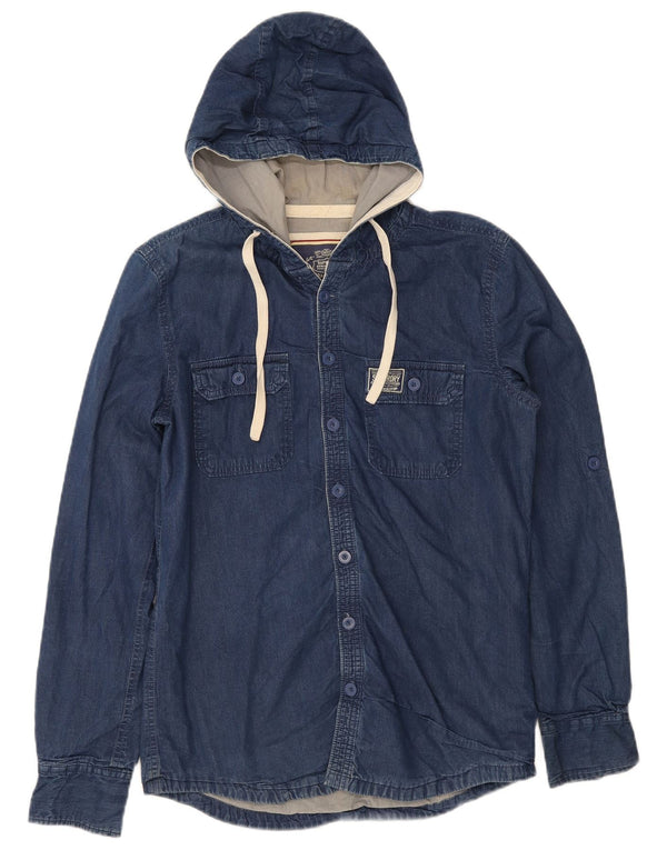 Camicia di jeans con cappuccio da uomo Superdry Lumberjack Large in cotone blu
