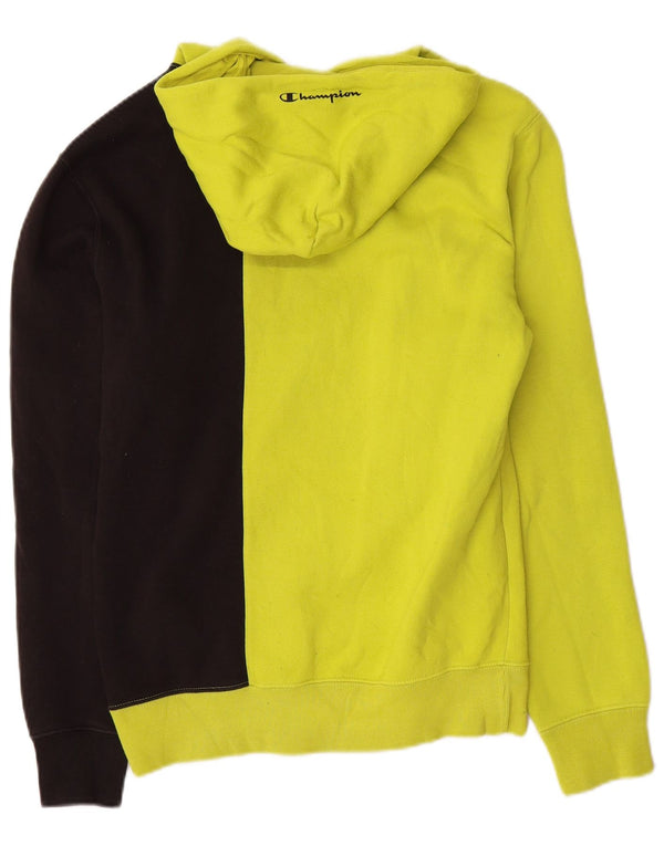 Felpa con cappuccio grafica da uomo Champion, piccola, in cotone color block verde