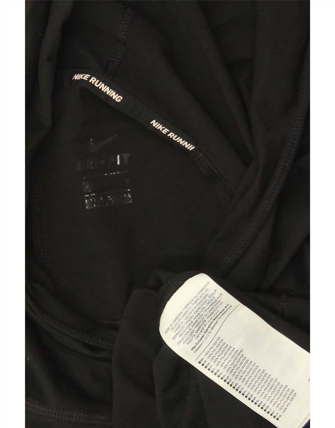 Felpa con cappuccio grafica Nike Running Crop Graphic da donna UK 14 poliestere nero medio