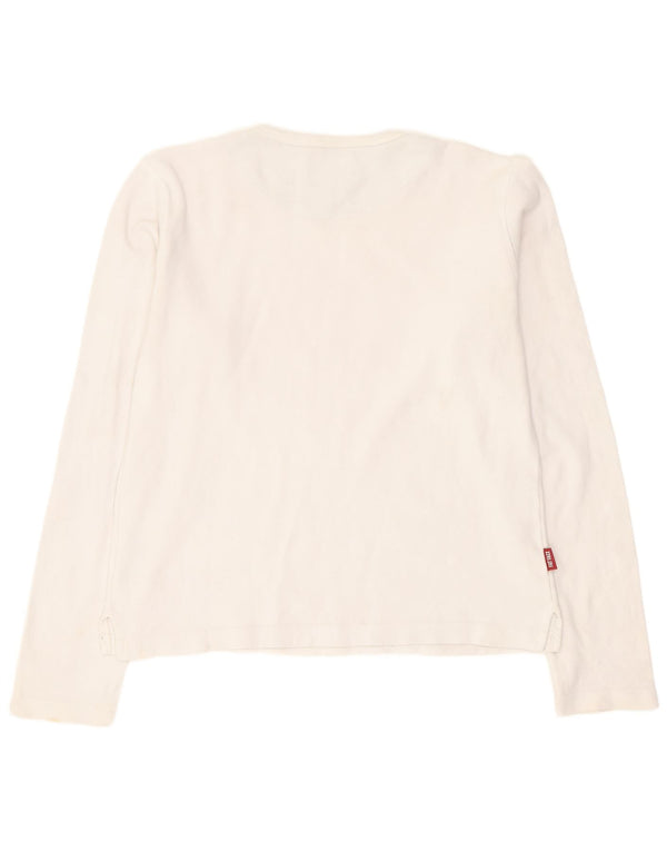 Top grafico da donna a maniche lunghe Fat Face UK 16 grande cotone bianco