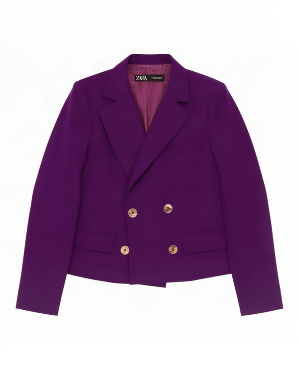 Zara Womens Double Breasted Blazer Jacket UK 14 Large Purple