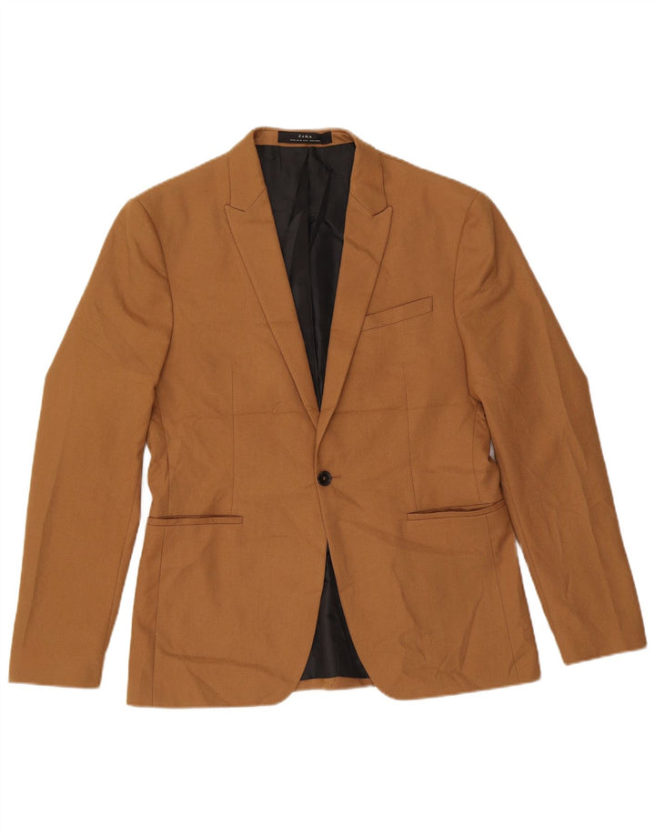 Giacca blazer da uomo a 1 bottone Zara EU 52 grande marrone