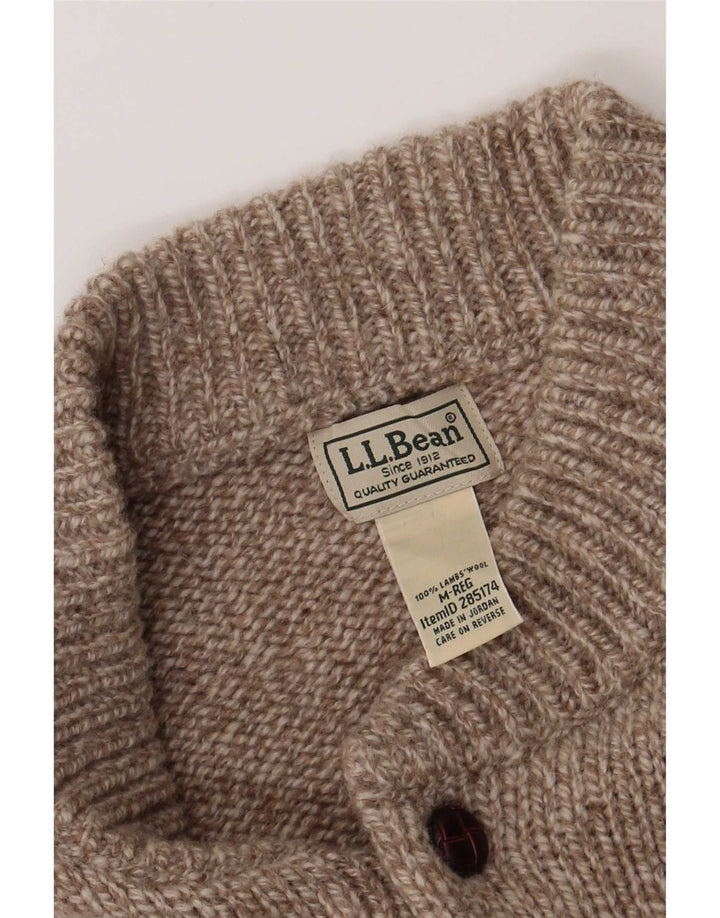 L.L.Bean maglione da uomo con collo a bottoni in lana d'agnello screziata marrone medio