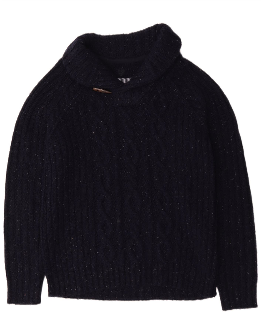 Fat Face Maglione da uomo con collo a scialle Maglione grande in lana screziata blu navy