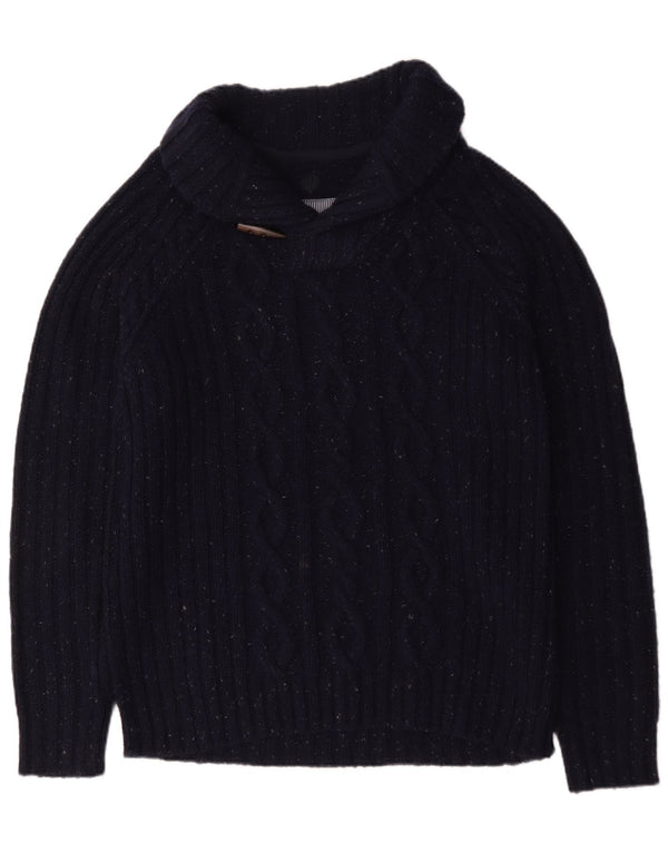 Fat Face Maglione da uomo con collo a scialle Maglione grande in lana screziata blu navy