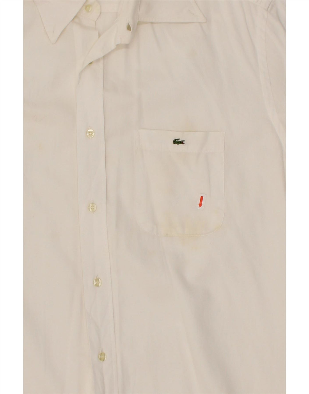 LACOSTE Mens Short Sleeve Shirt Size 43 Large White Cotton Vintage Lacoste and Second-Hand Lacoste from Messina Hembry 