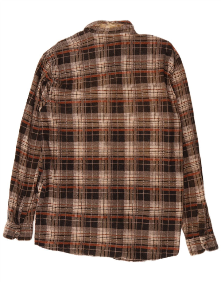Camicia da uomo in flanella di progetto europeo, cotone a quadri marroni grandi