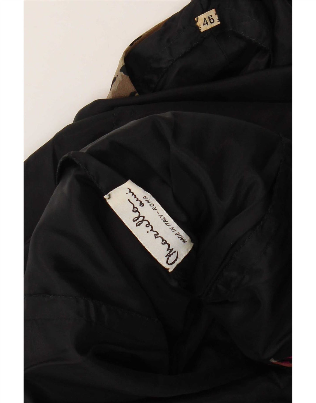Abito a trapezio vintage da donna IT 46 grande floreale nero