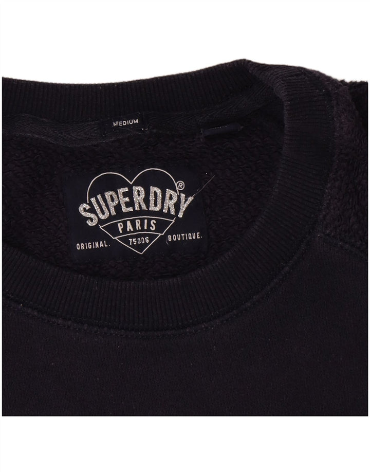Felpa con grafica da donna Superdry Maglione UK 14 Medio Blu Navy Cotone