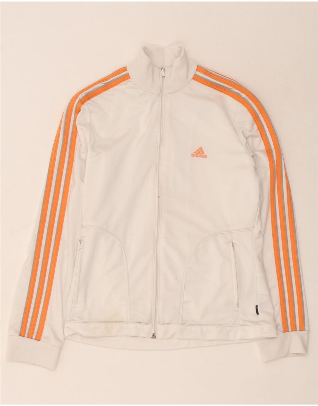 Giacca da tuta da donna Adidas UK 14 poliestere bianco medio